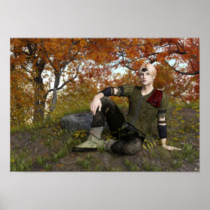 Höstfantasiprins Skogsporträtt Poster