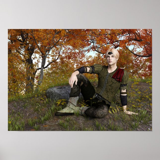 Höstfantasiprins Skogsporträtt Poster (Framsidan)