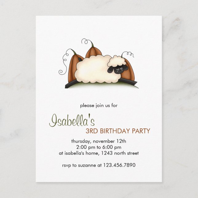 Höstfår ・ Får och pumpor Vykort (Framsida)