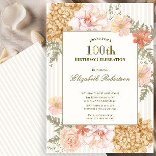 Höstfärg blomster 100-års födelsedagsinbjudan inbjudningar