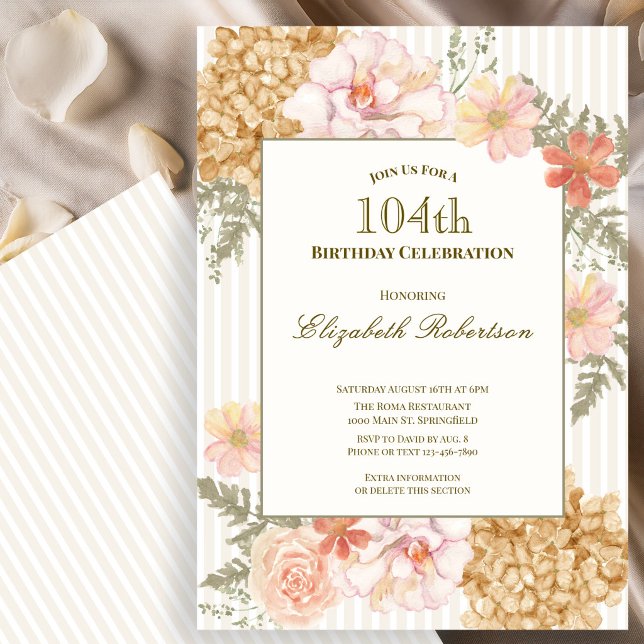 Höstfärg blomster 104-års födelsedagsinbjudan inbjudningar (Skapare uppladdad)