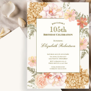 Höstfärg blomster 105-års födelsedagsinbjudan inbjudningar