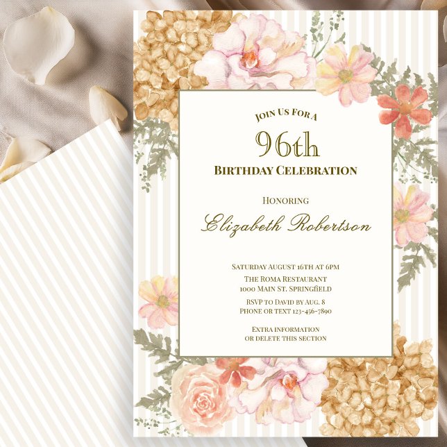 Höstfärg blomstermönster 96-års födelsedagsinbjuda inbjudningar (Skapare uppladdad)