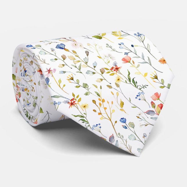 Höstfärg och vilda blommor slips (Rullad)