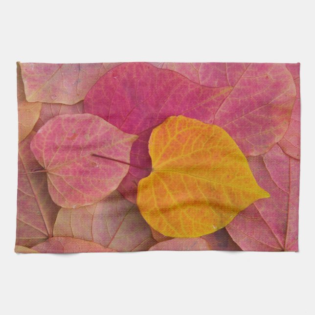 Höstfärg på Forest Pansy Redbud fallna Kökshandduk (Horisontell)