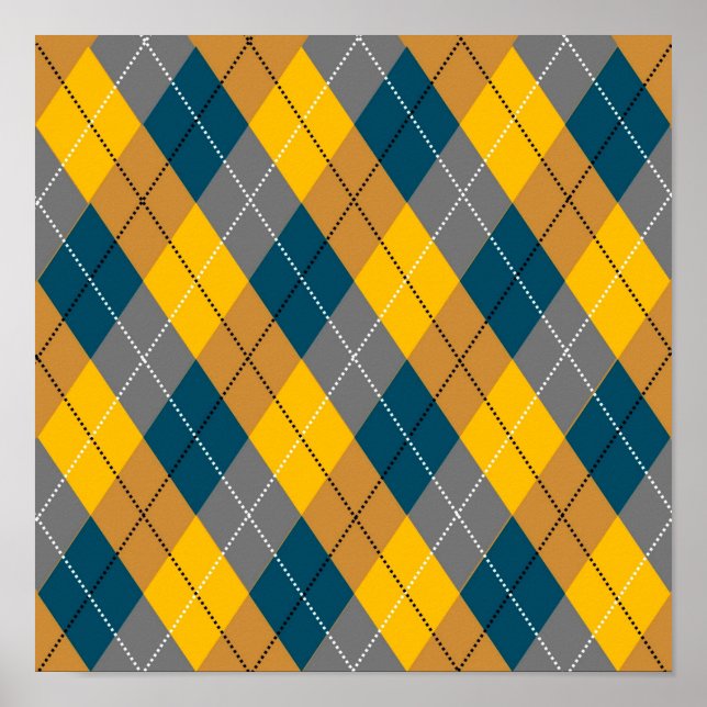 Höstfärgad Argyle Geometrisk Rutig Mönster Poster (Framsidan)