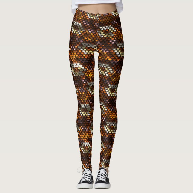 Höstfärgade paljetter look leggings (Framsida)