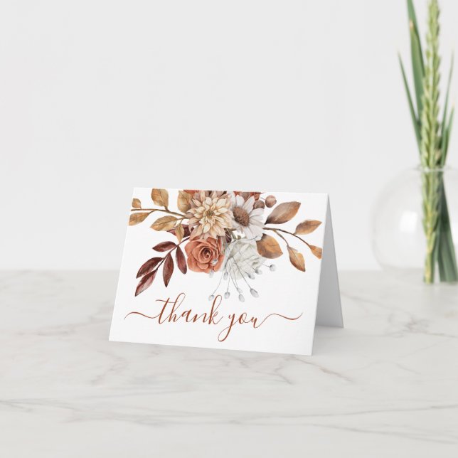 Höstfärger Akvarell Blommor Tack Kort (Framsida)