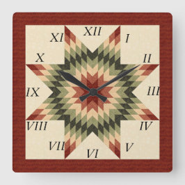 Höstfärger Lone Star Quilt Design Fyrkantig Klocka
