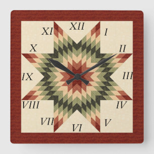 Höstfärger Lone Star Quilt Design Fyrkantig Klocka