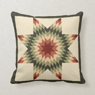 Höstfärger Lone Star Quilt Look Kudde