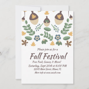 Höstfest Floral Grönska Löv Ekollon Kort