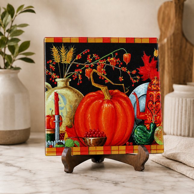 Höstfestiv Antik Målning Pumpa Dekoration Kakelplatta (Autumn Festive Antique Painting Pumpkin Decoration Ceramic Tile)