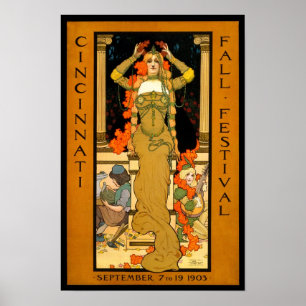 Höstfestivalen, 1903. Vintage reklam Poster