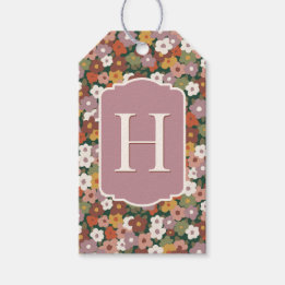 Höstfestivt Blommönster Presentetikett