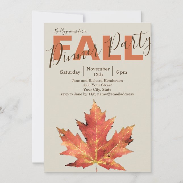 Höstfestlig Invitation Inbjudningar (Framsida)