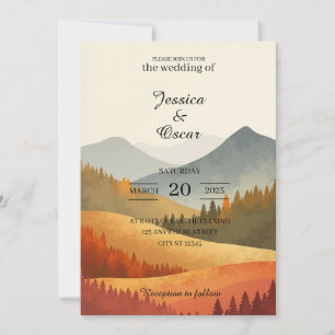 Höstfjäll Aquarell Bröllopsinbjudan Inbjudningar