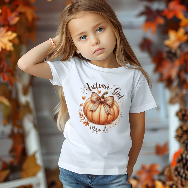 Höstflickans vattenfärgspumpor faller anpassningsb t shirt (Autumn Girl watercolor pumpkin fall custom girly T-Shirt)