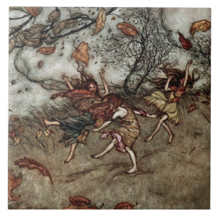 "Höstflickor" av Arthur Rackham Kakelplatta