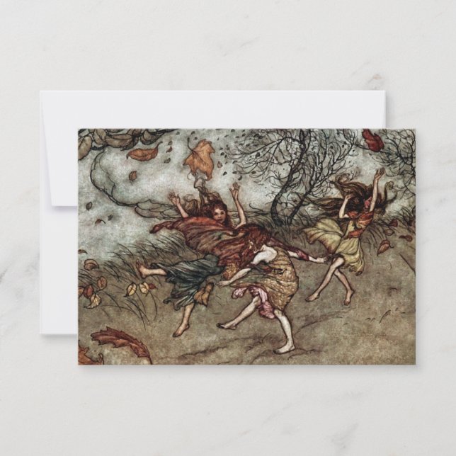 "Höstflickor" av Arthur Rackham Tack Kort (Framsida)