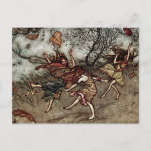 "Höstflickor" av Arthur Rackham Vykort