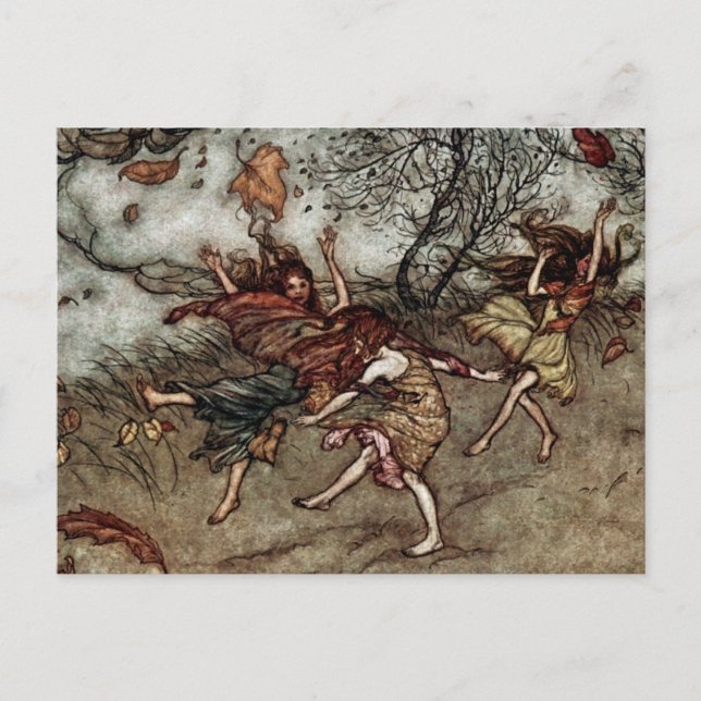 “Höstflickor” av Arthur Rackham Vykort (Framsida)