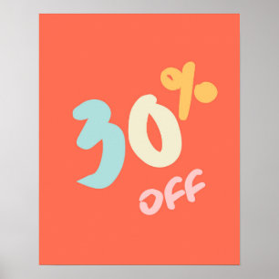 Höstförsäljningsskylt, butikssignal, 30 % rabatt poster