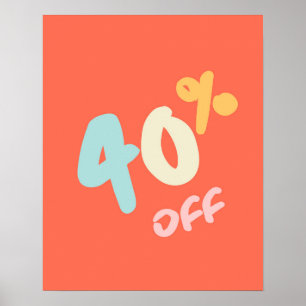 Höstförsäljningsskylt, butikssignal, 40 % rabatt poster