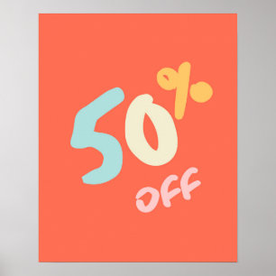 Höstförsäljningsskylt, butikssignal, 50 % rabatt poster
