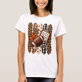 Höstfotboll Leoprint och Rutig Design T Shirt