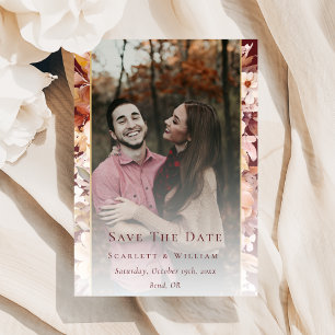 Höstfoto för Blommigten Burgundy Cream Modern Bröl Spara Datumet