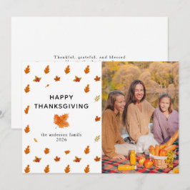 Höstfoto för elegant Modern Happy thanksgiving Julkort