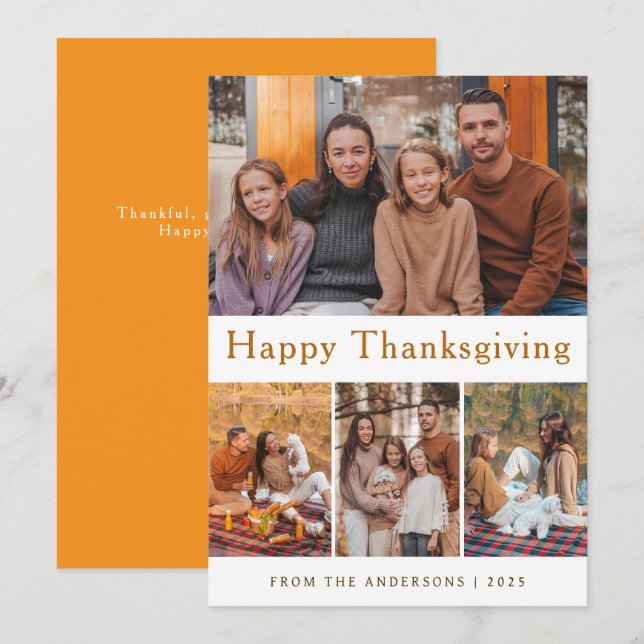 Höstfoto för elegant Modern Happy thanksgiving Julkort (Fram/baksida)