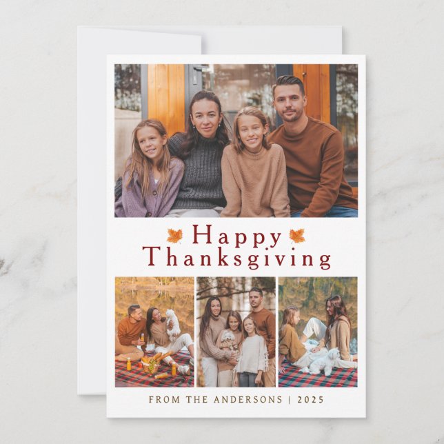 Höstfoto för elegant Modern Happy thanksgiving Julkort (Framsida)