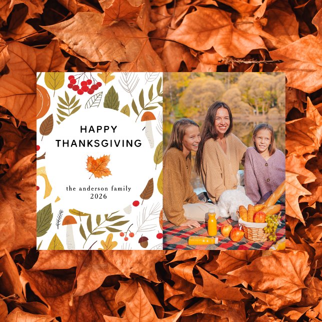 Höstfoto för elegant Modern Happy thanksgiving Julkort (Skapare uppladdad)
