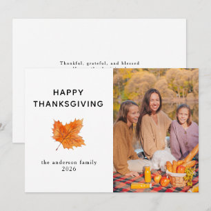 Höstfoto för elegant Modern Happy thanksgiving Julkort