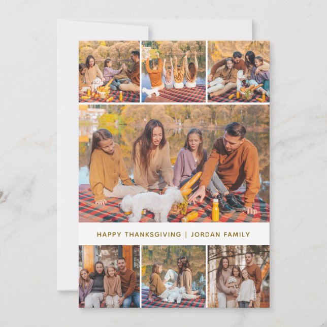Höstfoto för elegant Modern Happy thanksgiving Julkort (Framsida)
