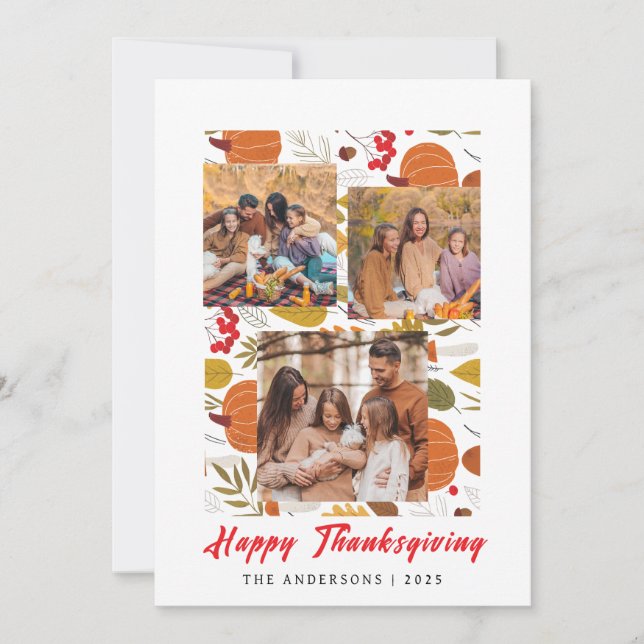 Höstfoto för elegant Modern Happy thanksgiving Julkort (Framsida)