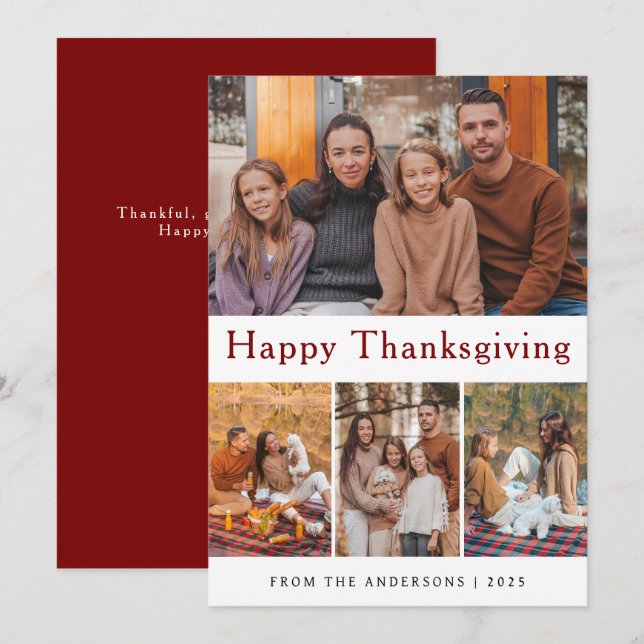 Höstfoto för elegant Modern Happy thanksgiving Julkort (Fram/baksida)