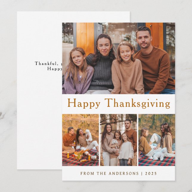 Höstfoto för elegant Modern Happy thanksgiving Julkort (Fram/baksida)