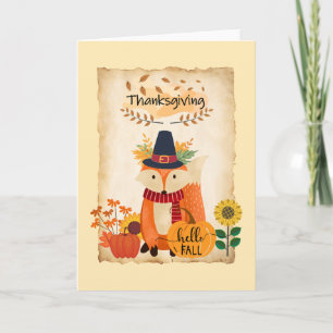 Höstfox-hälsningskort för Thanksgiving Kort