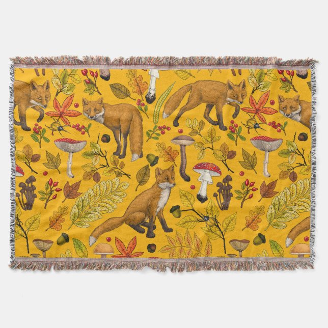 Höstfoxar på orangen filt (Framsidan)