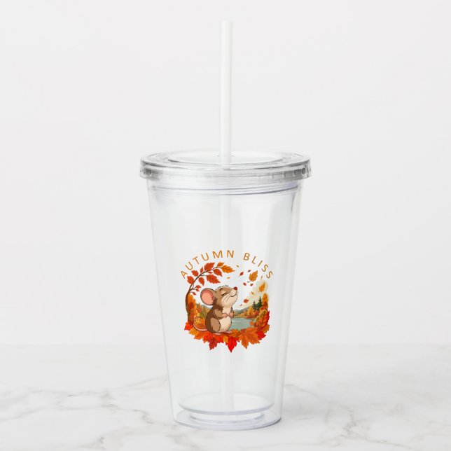 Höstglädje Söt Mus Höst Tumbler  Take Away Mugg (Framsida)