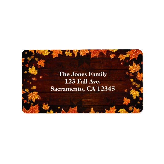 Höstglänsande blad Rustik Glam Adressetikett (Framsidan)