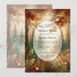 Höstglöd i den Förtrollade Skogens Bröllop Inbjudningar