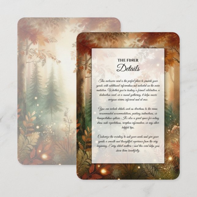 Höstglöd i den Förtrollade Skogens Bröllop Tilläggskort (Fram/baksida)