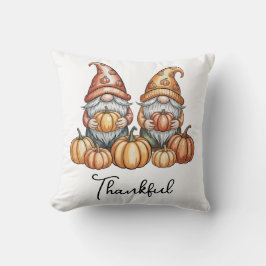 Höstgnomer med Pumpkins Cute Fall Thanksgiving Kudde