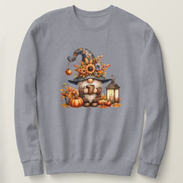 Höstgnomtröja Lång Ärmad Tröja (Design framsida)