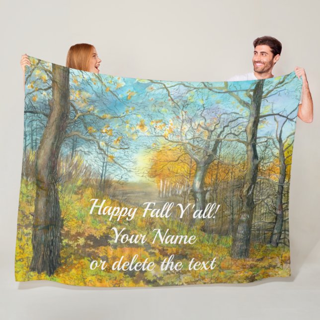 Höstgolden i en ekgrova som målar vattenfärg fleecefilt (På plats)