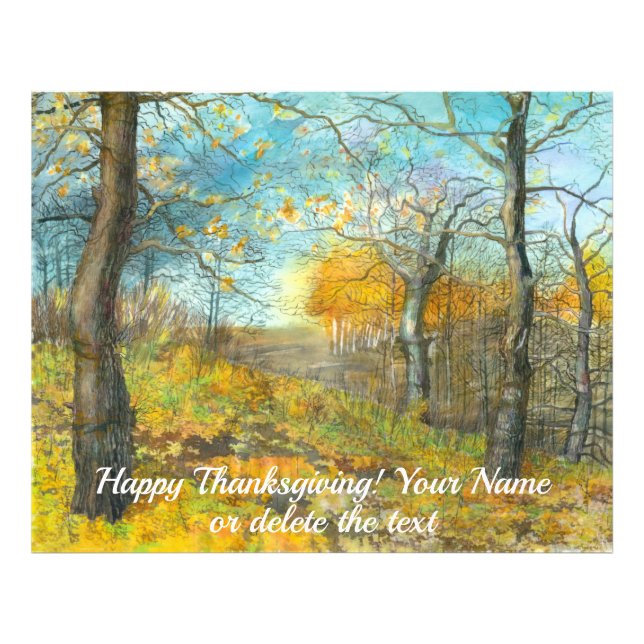 Höstgolden i en ekgrova som målar vattenfärg fototryck (Framsidan)